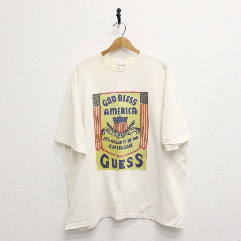 Vintage God Bless America GUESS T Shirt XL - Picture 1 of 9